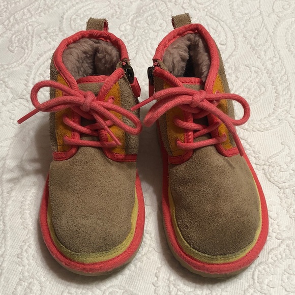 UGG Other - Kids Girls UGG Boots Size 11 Tan with Pink and Yellow Accents